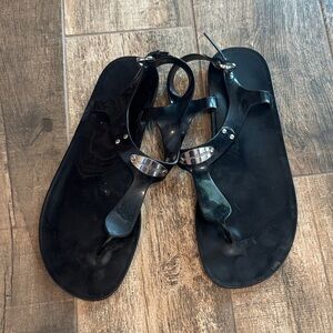 Michael Kors Black Sandals with Silver Accents